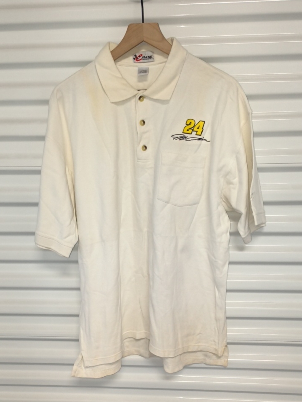 Vintage Jeff Gordon #24 Chase Authentics White Collar Blue Trim Polo Shirt 2XL
